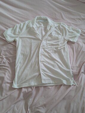 Onia White Terry Cloth Button Down Shirt Size S/P